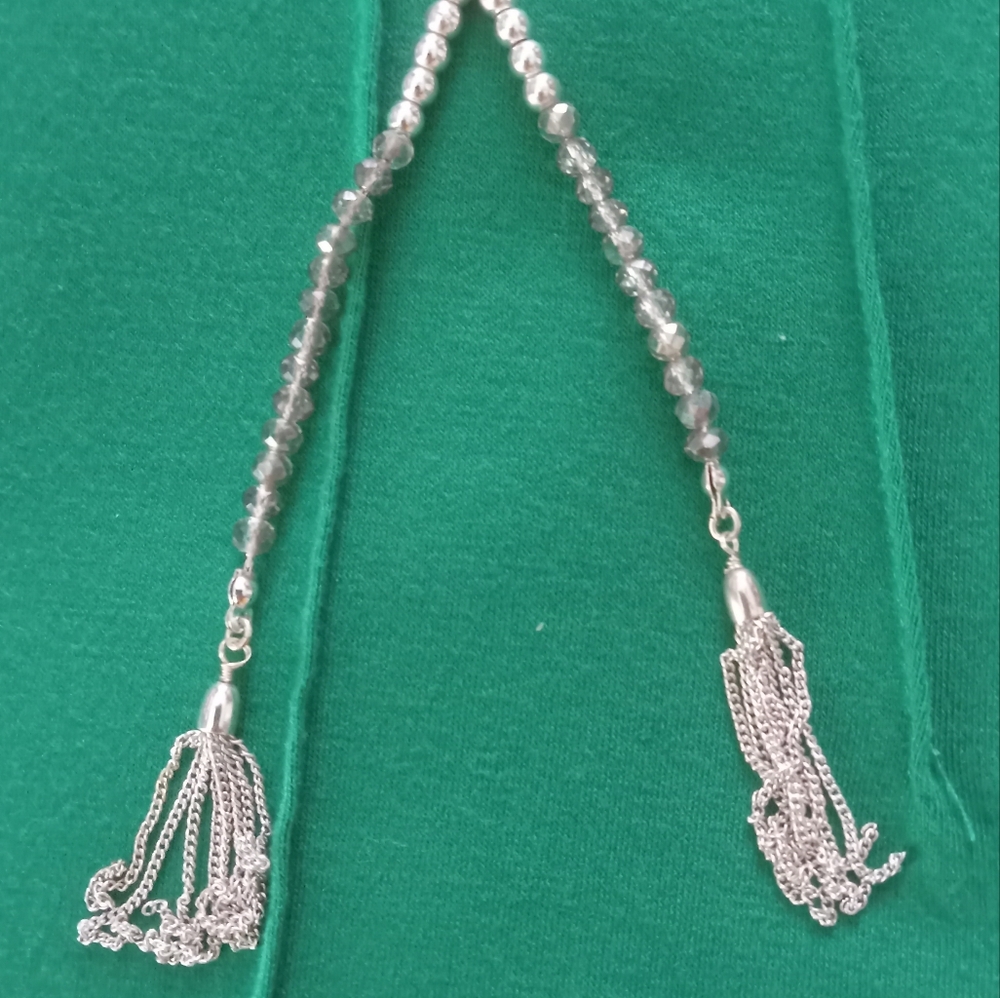 🥰 5/$25 - Silver Y Beaded Necklace